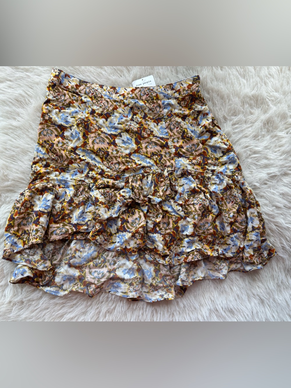 Free People Blue and Brown Floral Circle Skirt - Picture 13 of 15